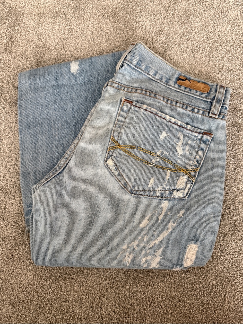 Abercrombie & Fitch Light Blue Distressed Boyfriend Jeans